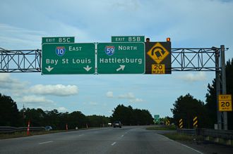 I-12 east at I-10/59 - Slidell, LA