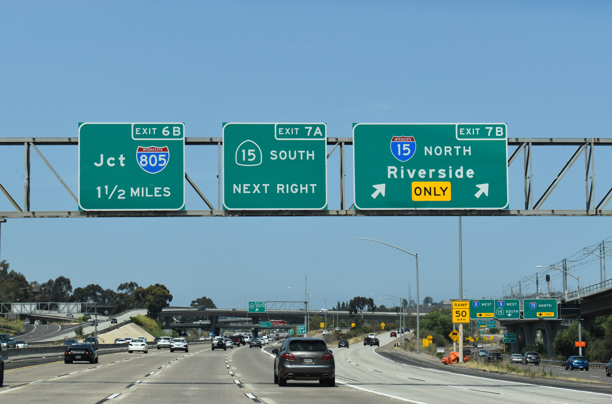 I-8 west at I-15/SR 15 - San Diego, CA