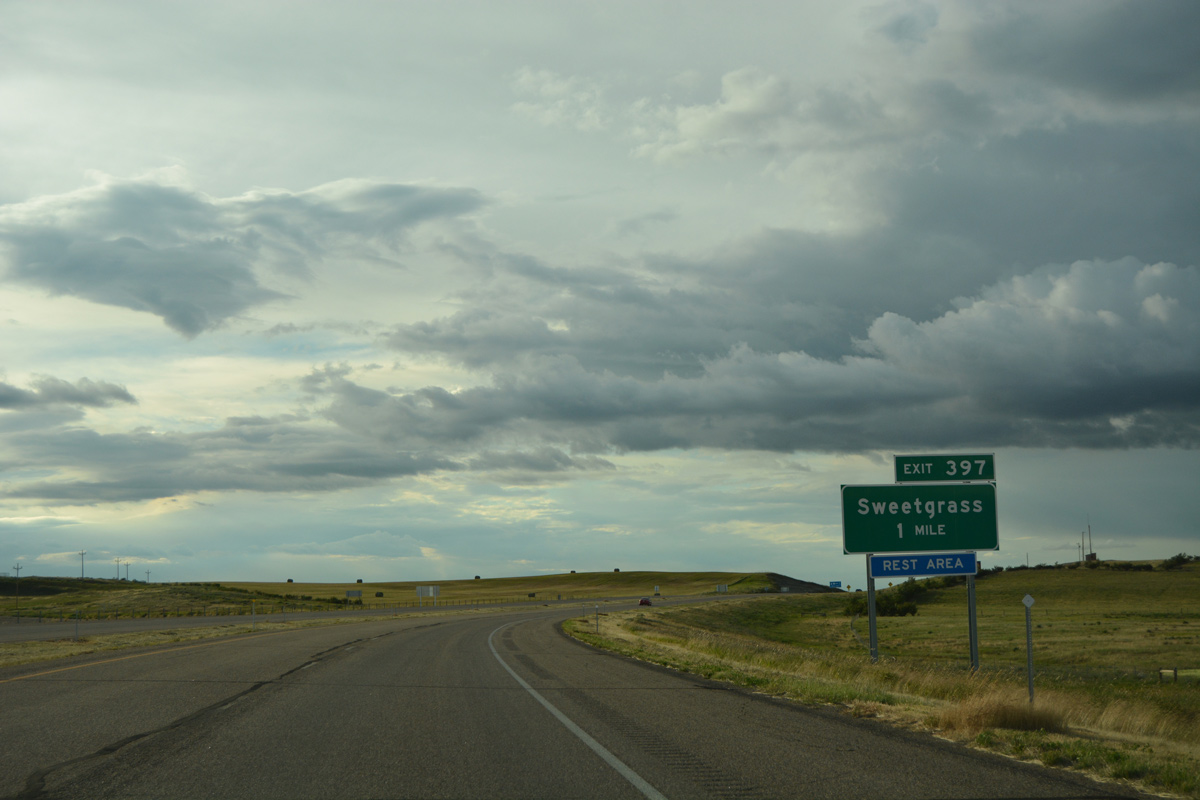 I-15 north at Sweetgrass, MT