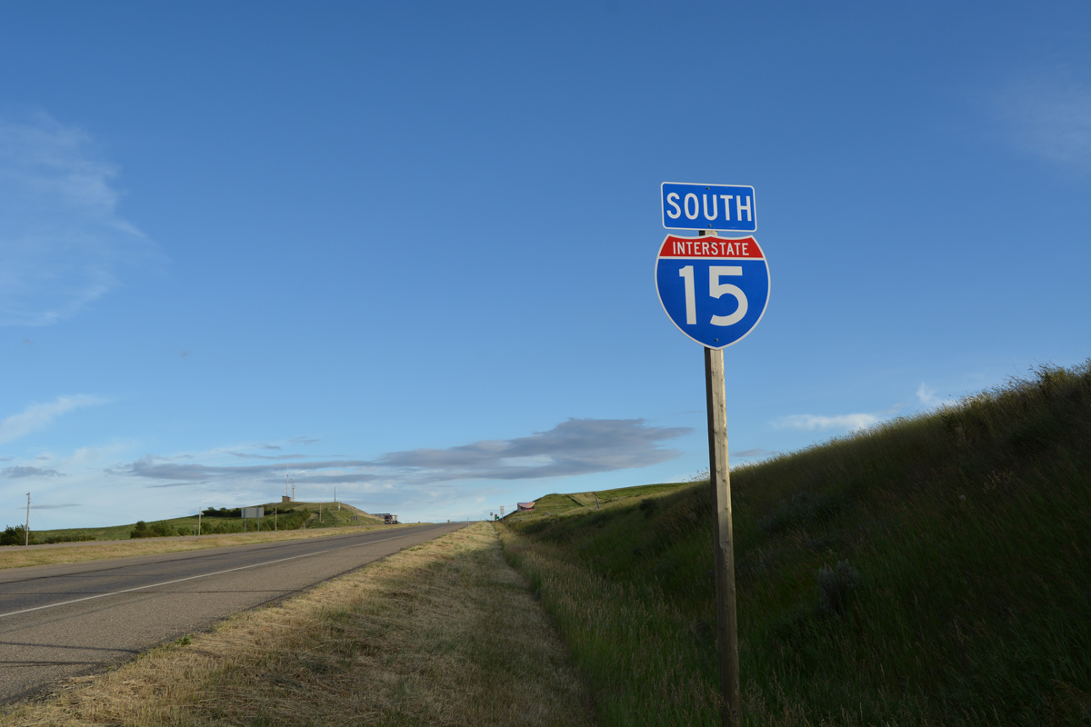 I-15 south at Sweetgrass, MT