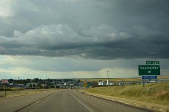 I-15 north at Sweetgrass, MT