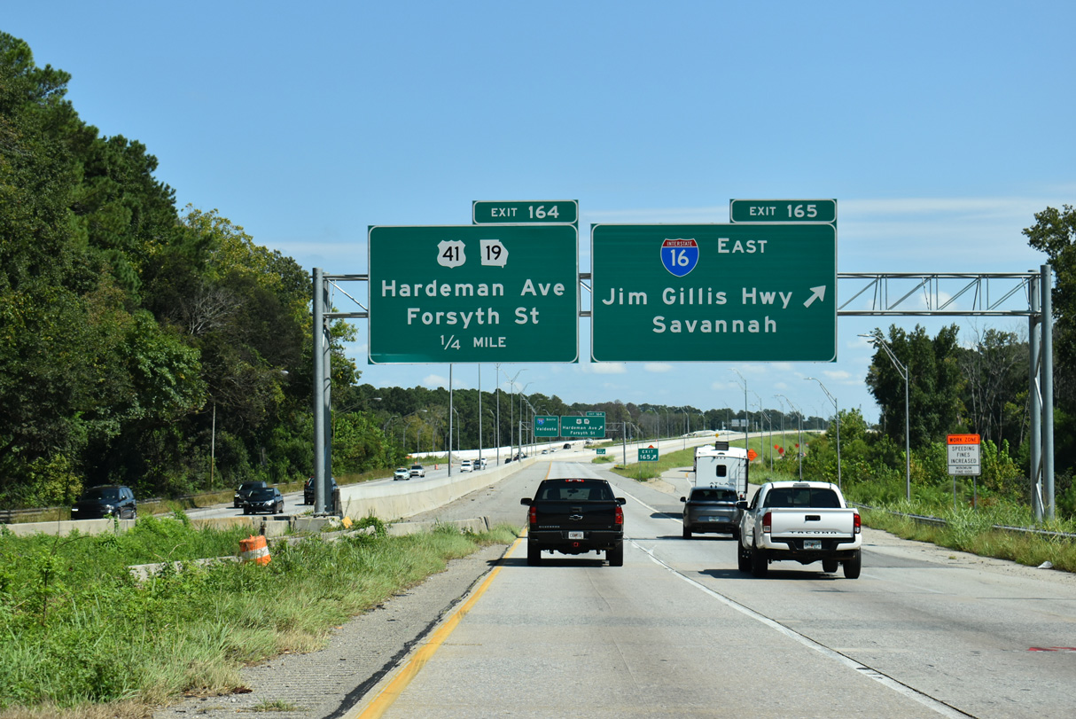 Interstate 16 east begins from I-75 south