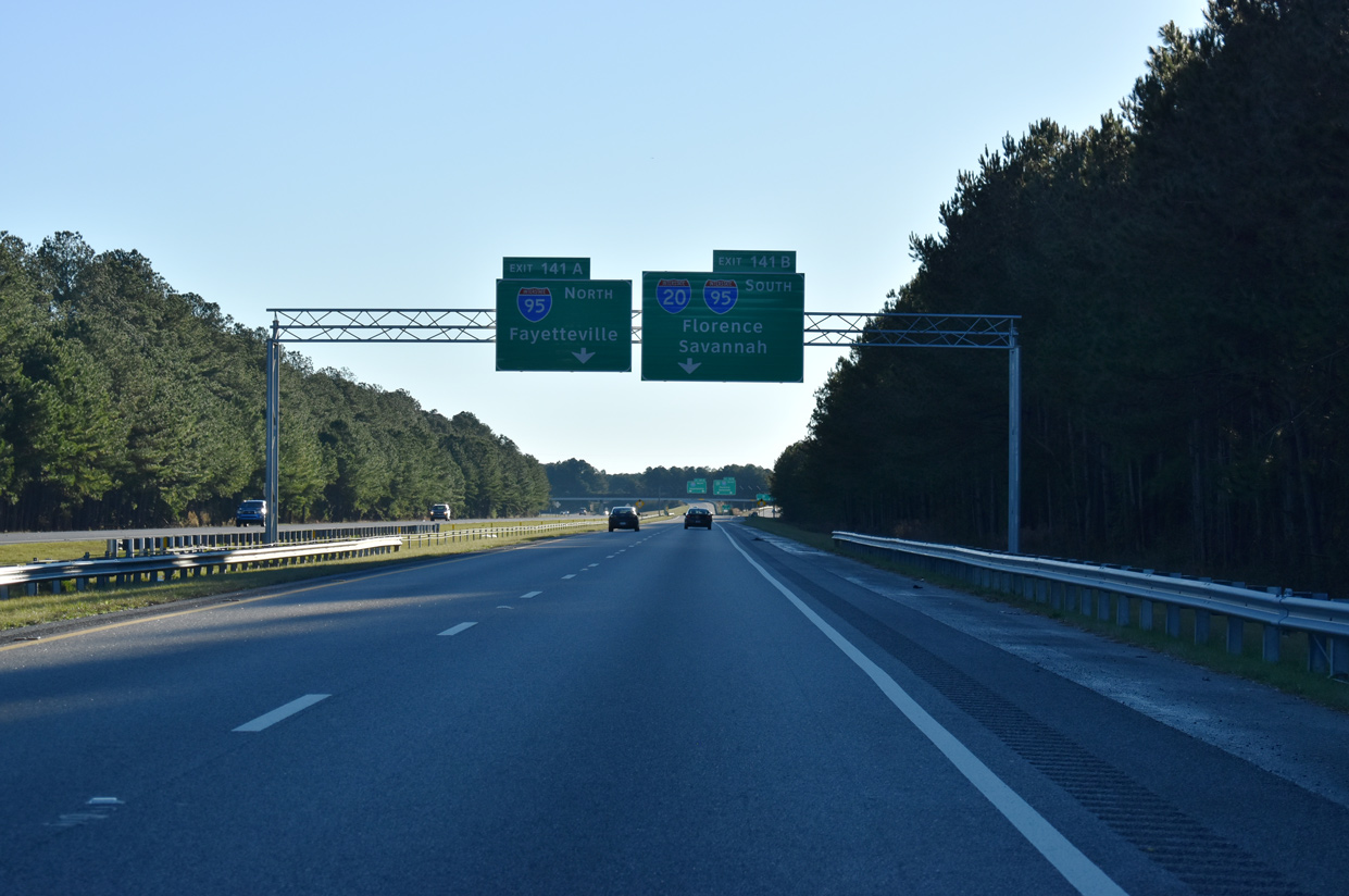 I-20 East at I-95 at Florence, South Carolina