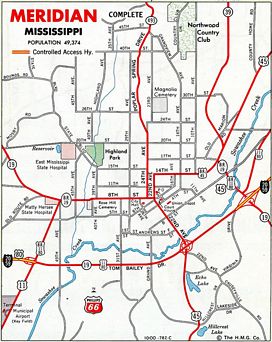 Meridian, Mississippi - 1967 Map