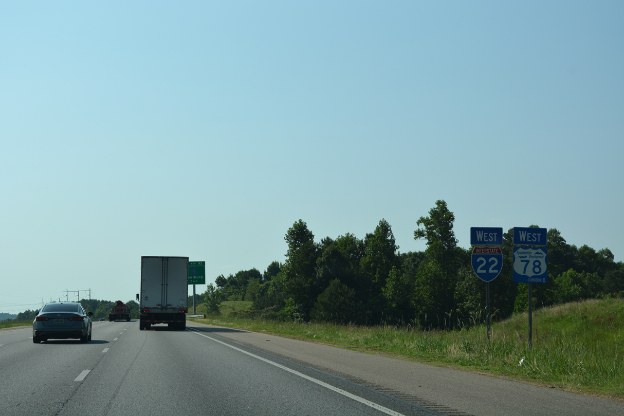 I-22 west at CR 77 - Coalburg, AL