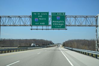 I-24 west at I-57 - Pulleys Mill, IL