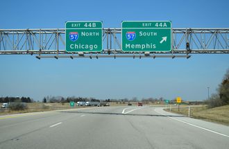 I-24 west at I-57 - Pulleys Mill, IL