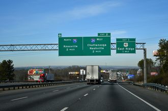 I-75 North at Interstate 24 in Chattanooga, Tennessee