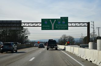 I-75 south 1.5 miles from I-24 west in Chattanooga, Tennessee