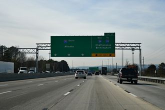 Five lanes extend along I-75 southbound to I-24 west