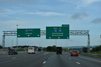I-75 south at the westbound beginning of Interstate 24