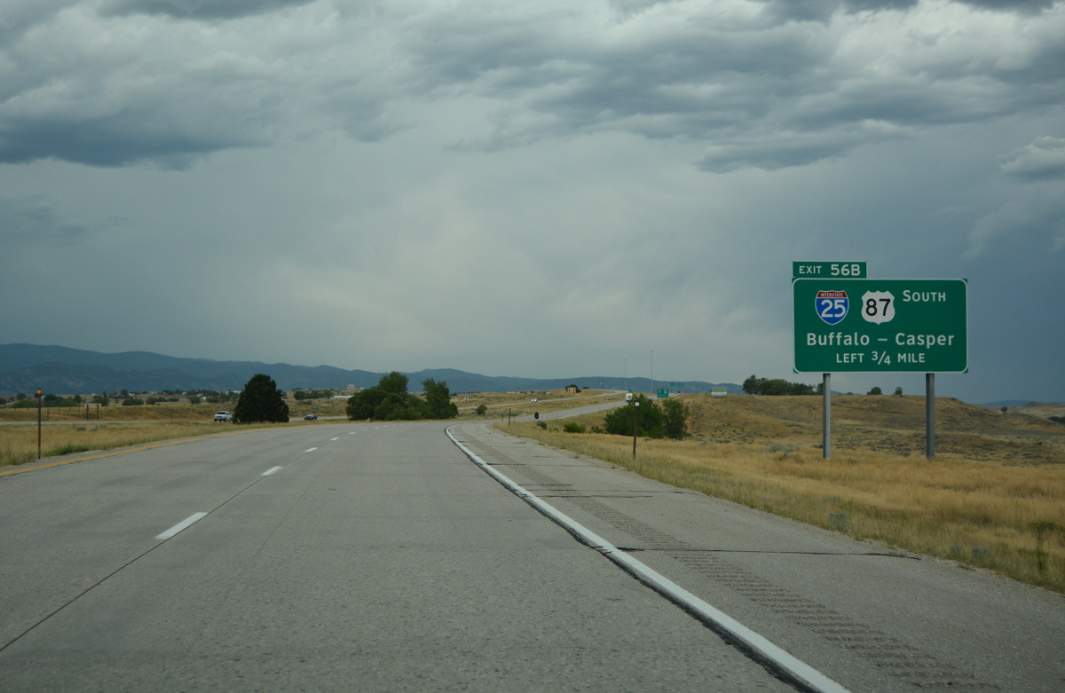 I-90 west at I-25/US 87 - Buffalo, Wyoming