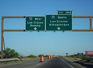 I-10 west at the former trumpet interchange with I-25 north in 2012.