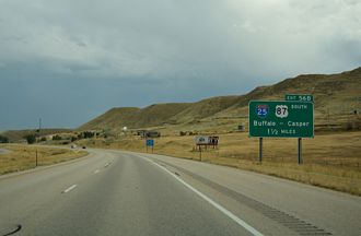 I-90/US 87 east at I-25 - Buffalo, Wyoming