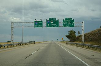 I-90 East at the North End of Interstate 25 in Buffalo, Wyoming