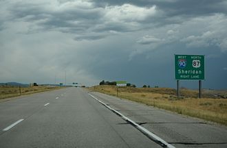 I-90 west at I-25/US 87 - Buffalo, Wyoming
