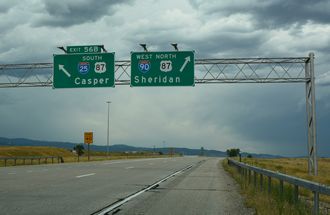 I-90 west at I-25/US 87 - Buffalo, Wyoming