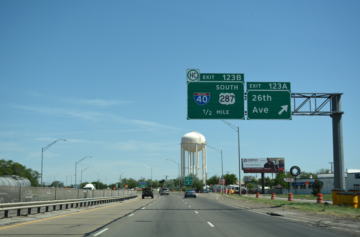 IH 27/US 60-87 north at IH 40/US 287 - Amarillo, TX