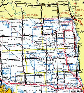 Northeast North Dakota - 1964 North Dakota Official Highway Map