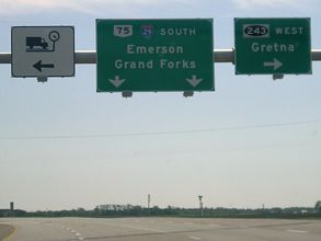 PTH 75 south at PR 243/I-29 - Emerson, MB