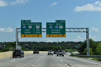Updated photos covering the east end of Interstate 30 in North Little Rock, Arkansas with ones shot on July 8, 2026.