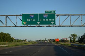 I-35 south at I-35E/W split - Columbus, MN