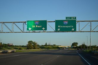 I-35 south at I-35E/W split - Columbus, MN