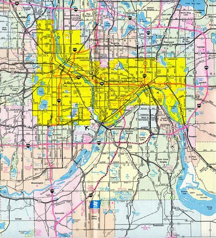 Minneapolis and St. Paul Inset – 1983-84 Minnesota Official Highway Map
