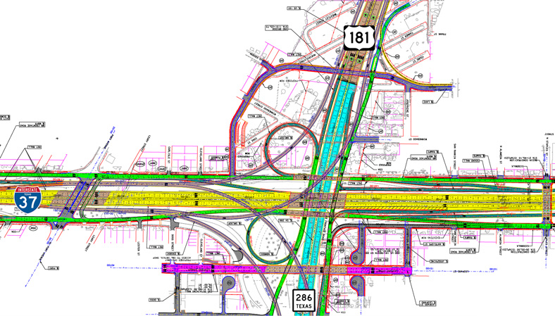 IH 37/US 181/SH 286 interchange schematic