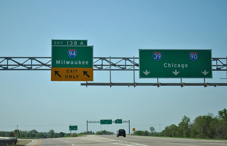 I-39-90 south / I-94 east split - Madison, WI