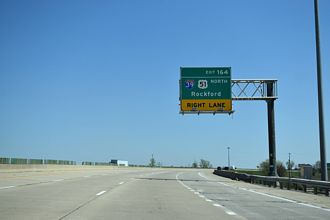 I-55 north at Interstate 39 at Bloomington, Illinois