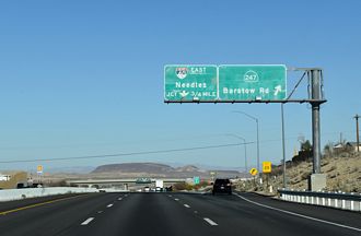 I-15 north at SR 247, 0.75 miles from I-40 east in Barstow, California.