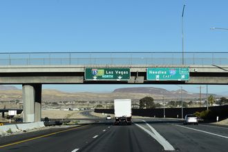 I-15 north at the eastbound beginning of I-40 in Barstow, CA.