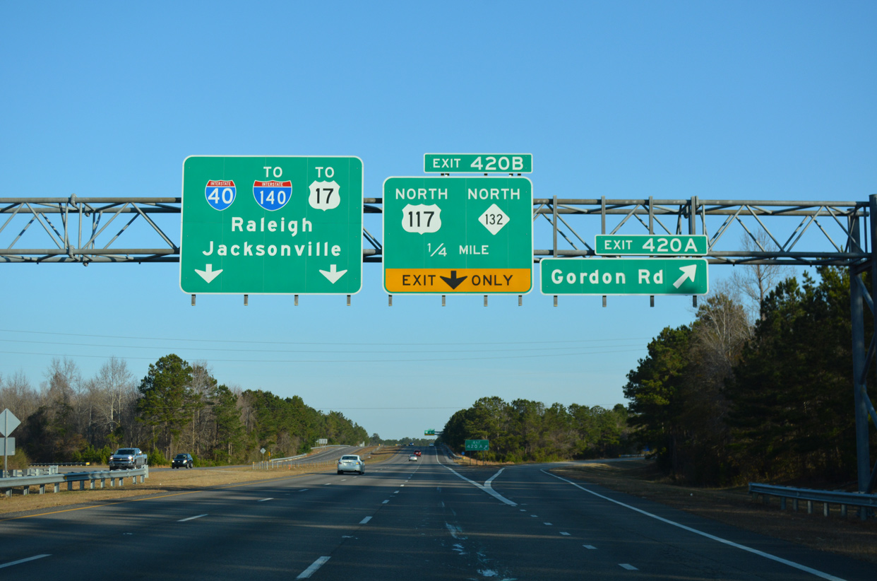 US 117 north at I-40 - Wilmington, NC