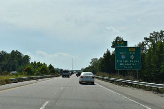 I-42 west 0.75 miles ahead of I-40 and Toll NC 540