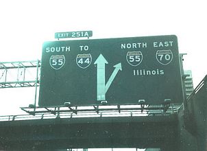I-70 east at I-55 - St. Louis, MO - 1981