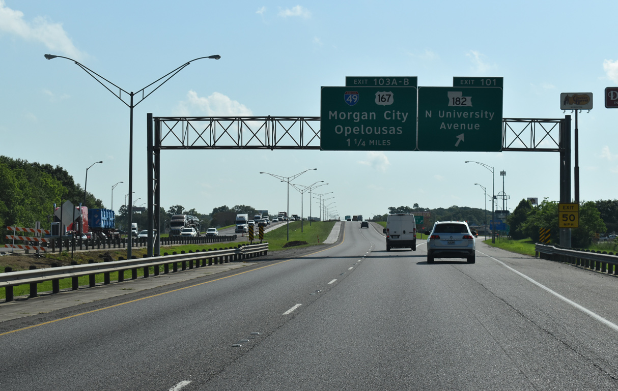I-10 east at I-49/US 167 - Lafayette, LA