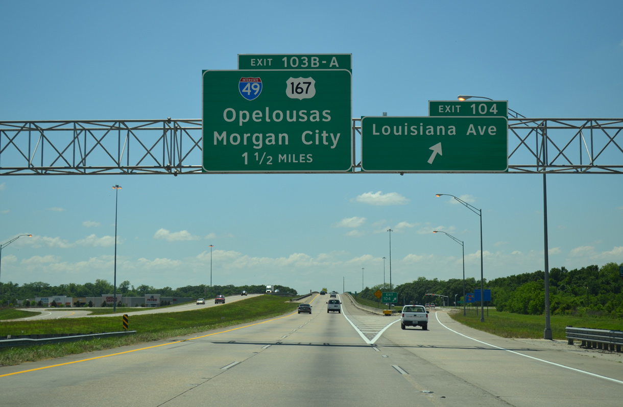 I-10 west at I-49/US 167 - Lafayette, LA