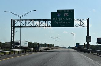 I-10 east at I-49/US 167 - Lafayette, LA