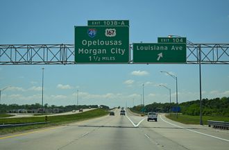I-10 west at I-49/US 167 - Lafayette, LA