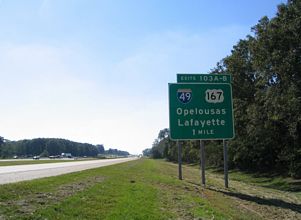 I-10 west one mile from I-49/US 167 in 2003.