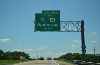 I-10 west at I-49/US 167 - Lafayette, LA