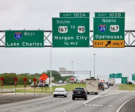 I-10 west at I-49/US 167 - Lafayette, LA