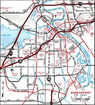 Shreveport inset – 1992 Louisiana Official Highway Map