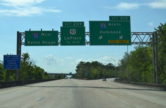 I-10 west at I-55 - LaPlace, LA