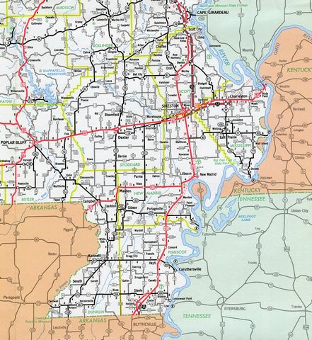 Southeastern Missouri – 1965 Missouri Official Highway Map