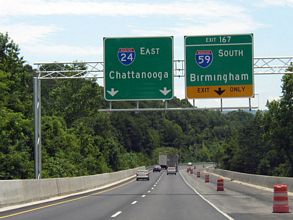 I-24 east at I-59 - Whiteside, TN