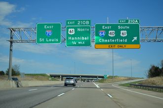 I-70/US 40 east at I-64/US 61 - Wentzville, MO