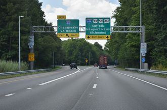 I-264 West at I-64 and I-664 North in Chesapeake, Virginia