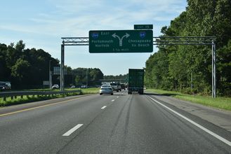 I-664 south at I-64/264 in Chesapeake, Virginia